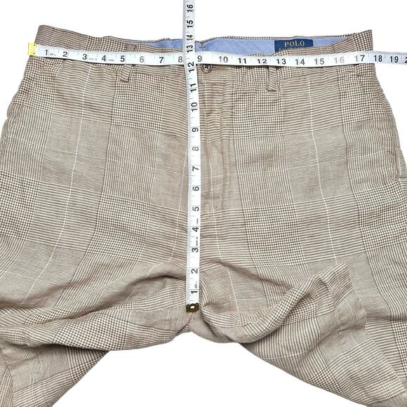 Polo Ralph Lauren | Men | Tan Linen Blend 9 Inch Glen Plaid Shorts | Sz 36 - Picture 4 of 10
